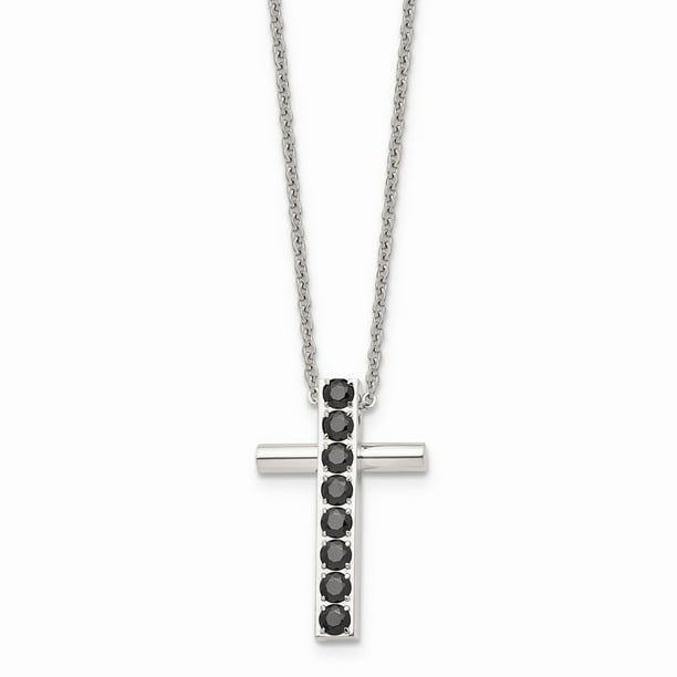 Stainless Steel Polished Black IP Plated Religious Faith Cross Necklace 22 Inch Jewelry Gifts for Women